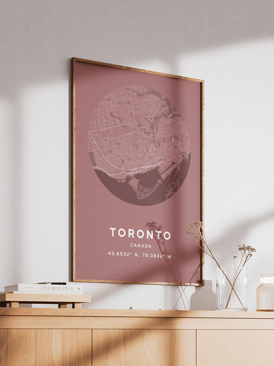 Toronto Street Map Poster – Red Minimalist Circular City Art product image (2)