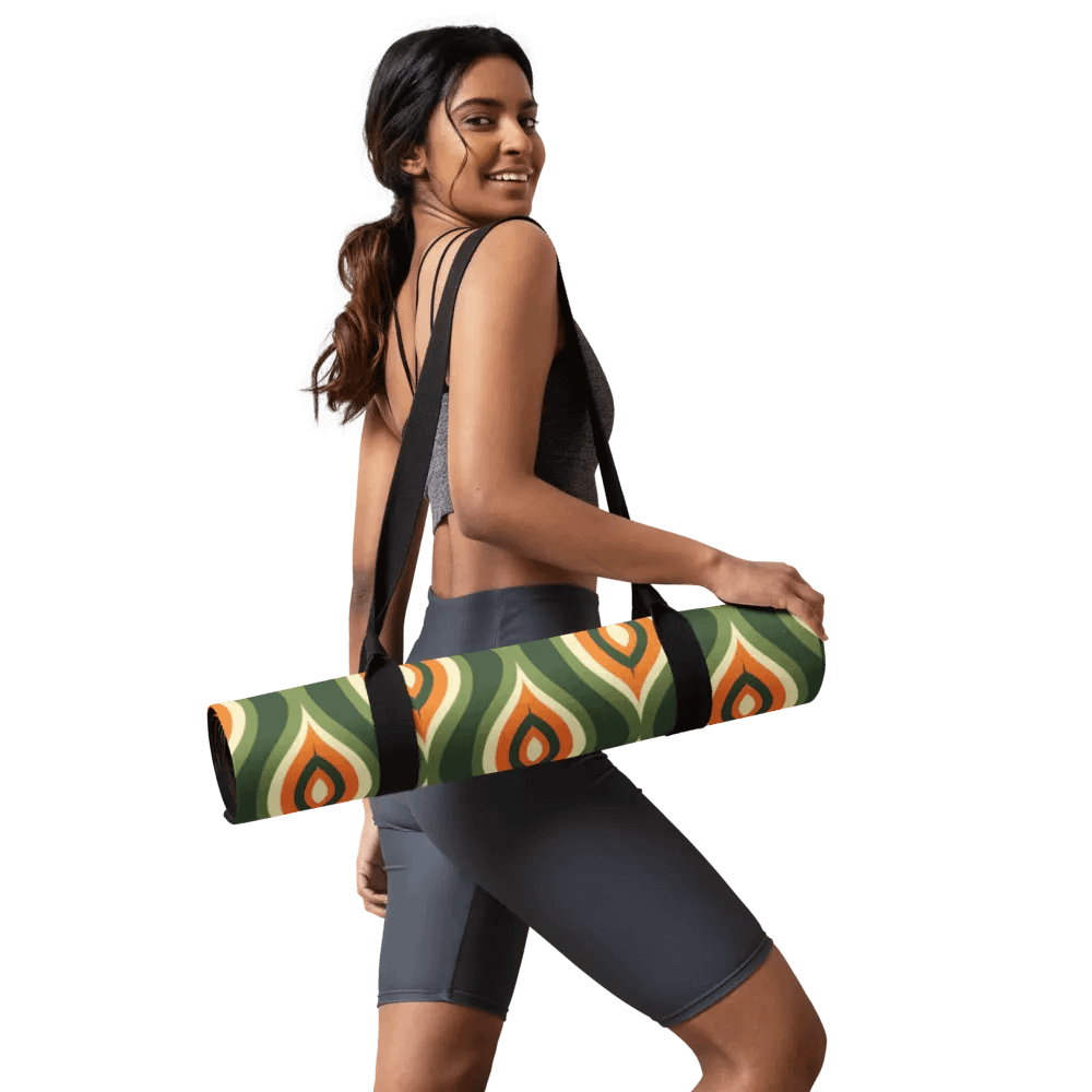 Peacock Pattern Orange Green Yoga Mat product image (9)