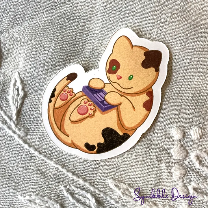 Vinyl Sticker - Controller Cat - Toebeans product image (1)