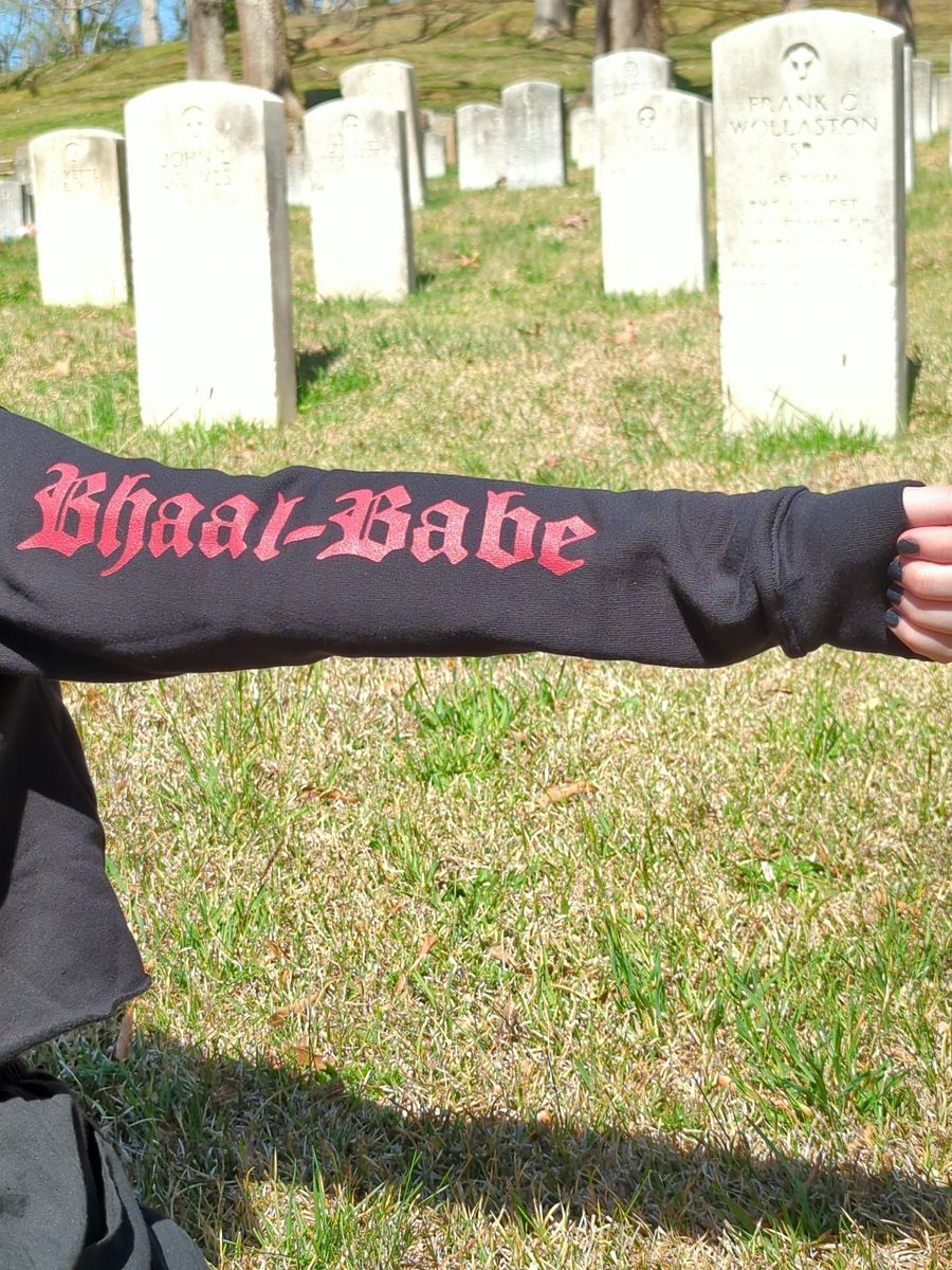 Bhaal-Babe Black Sacrifice Fleece Crop Top Sweatshirt product image (3)