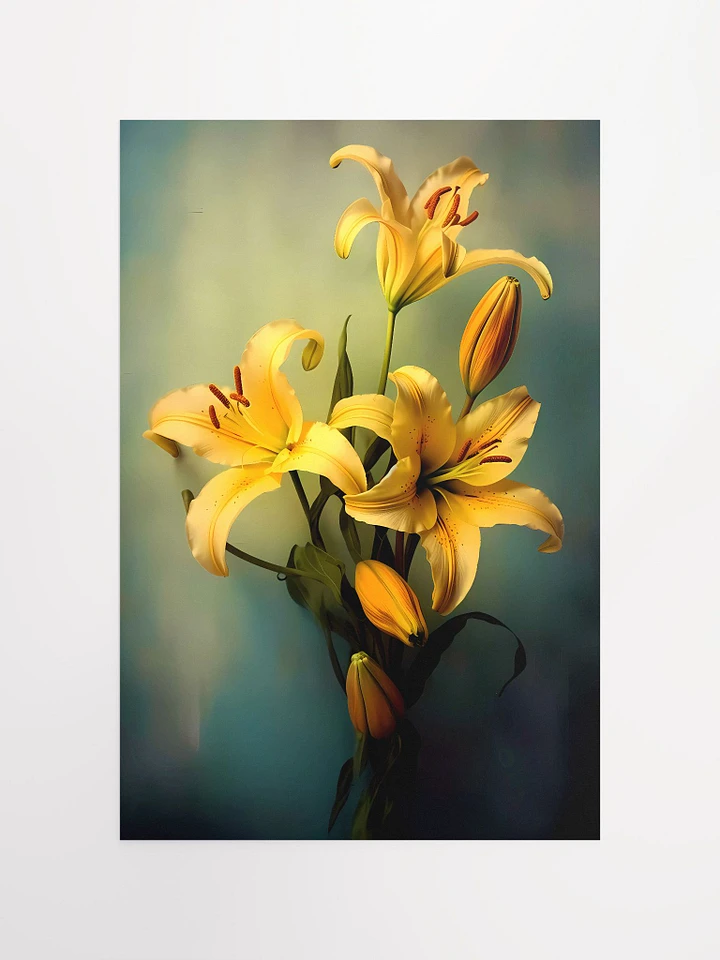 Sun-Kissed Yellow Lilies Tranquil Decor Art Matte Poster product image (2)