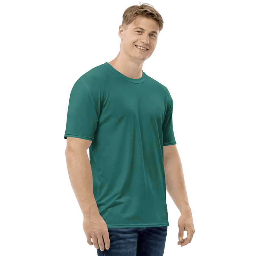 Plain Medium Teal Green True Summer Men's Crewneck Polyester Heavyweight Premium T-Shirt by Treasure Pie product image (6)