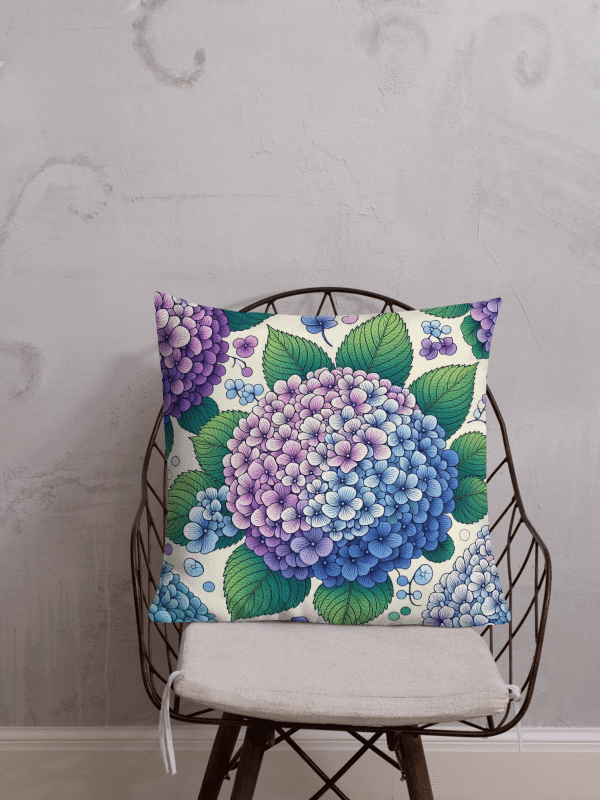 Hydrangea Haven Premium Pillow | AI Design Flower horstensia product image (1)