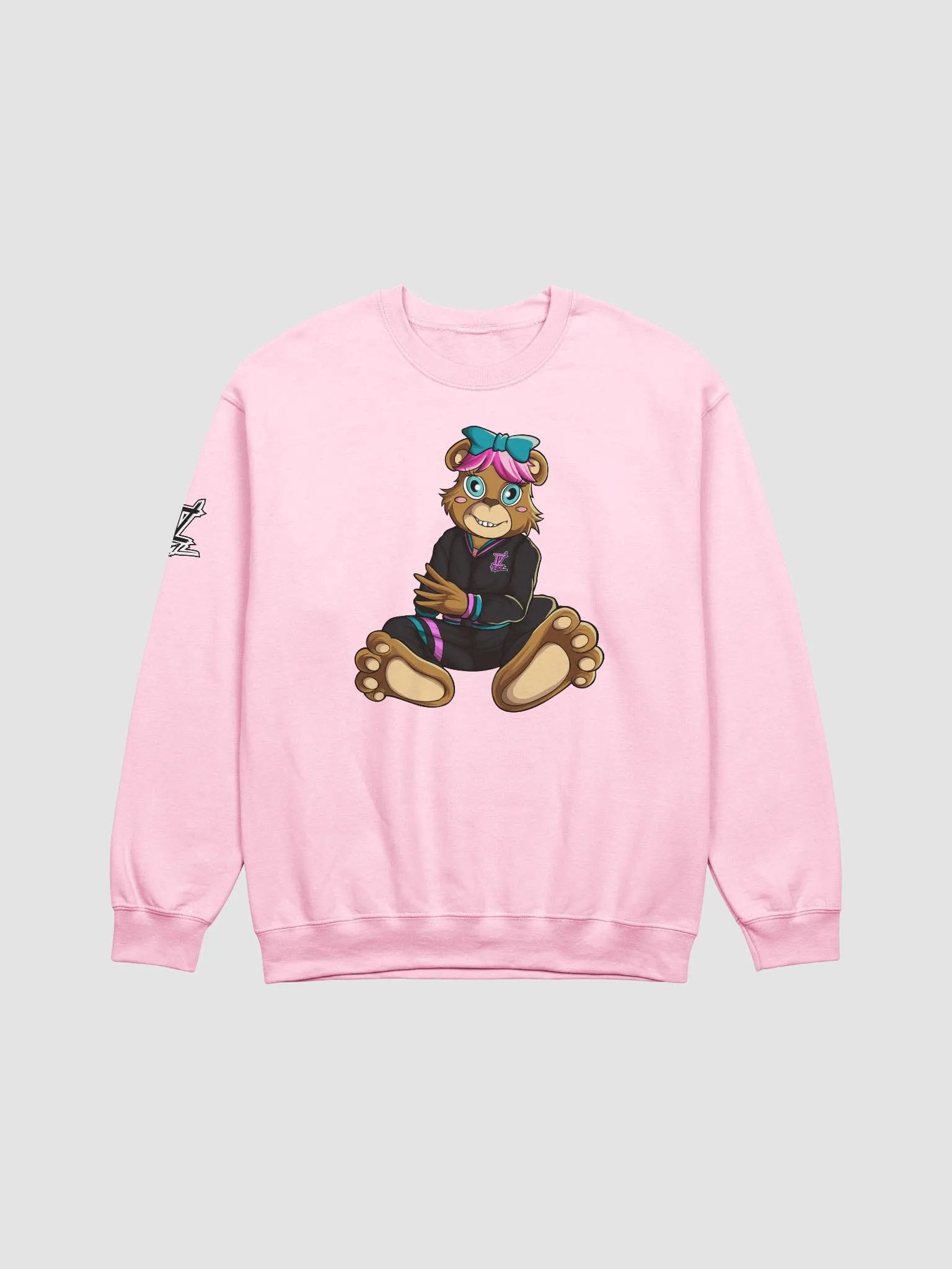 Sitting Girl Bear Pink Crewneck Sweatshirt product image (1)