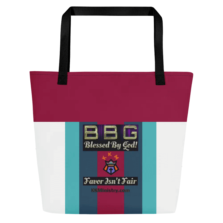 Turquoise, Burgundy, Green Striped BBG Tote Bag with Pocket product image (1)