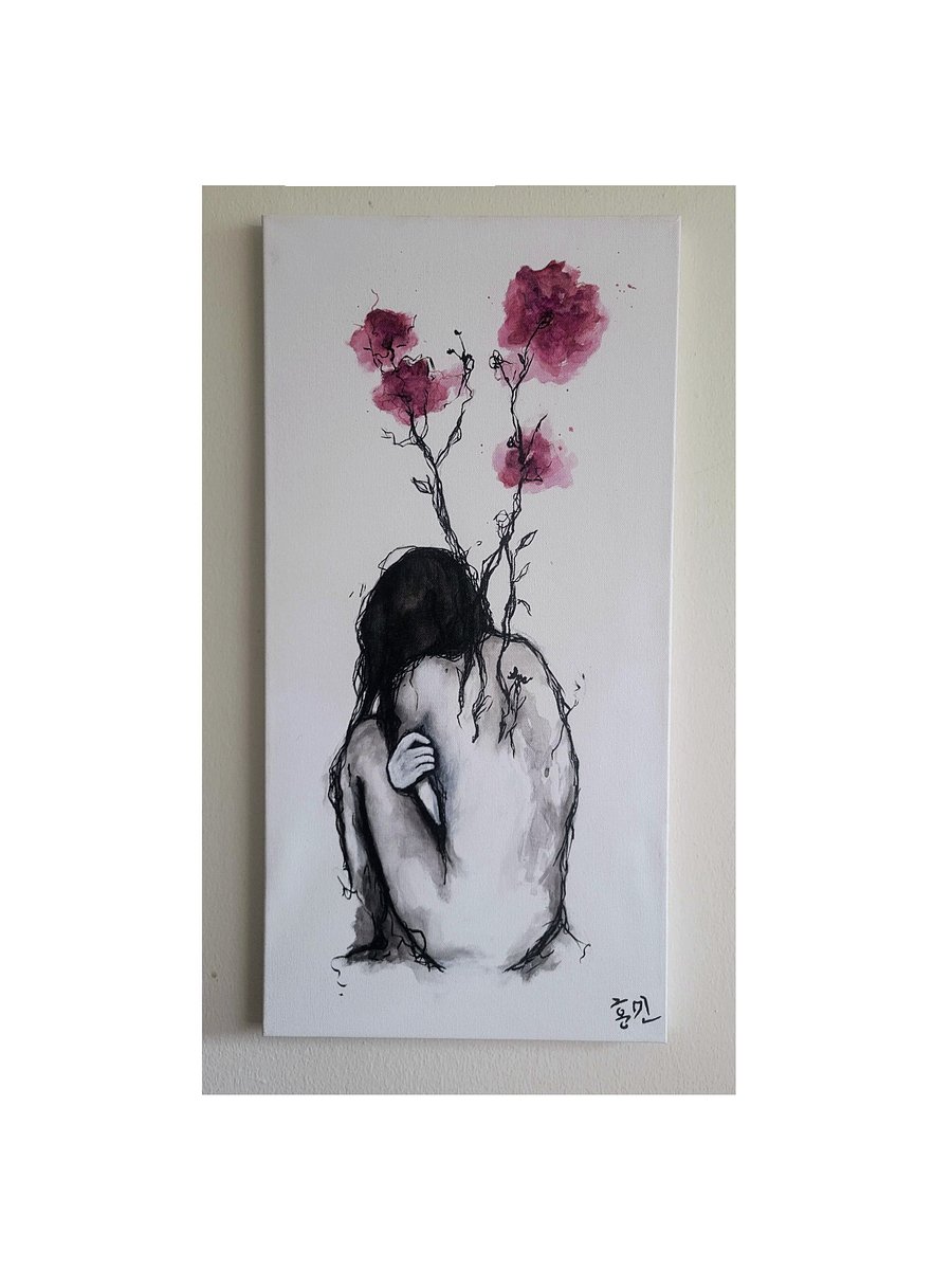 Watercolor Pained Flowering On Canvas product image (1)