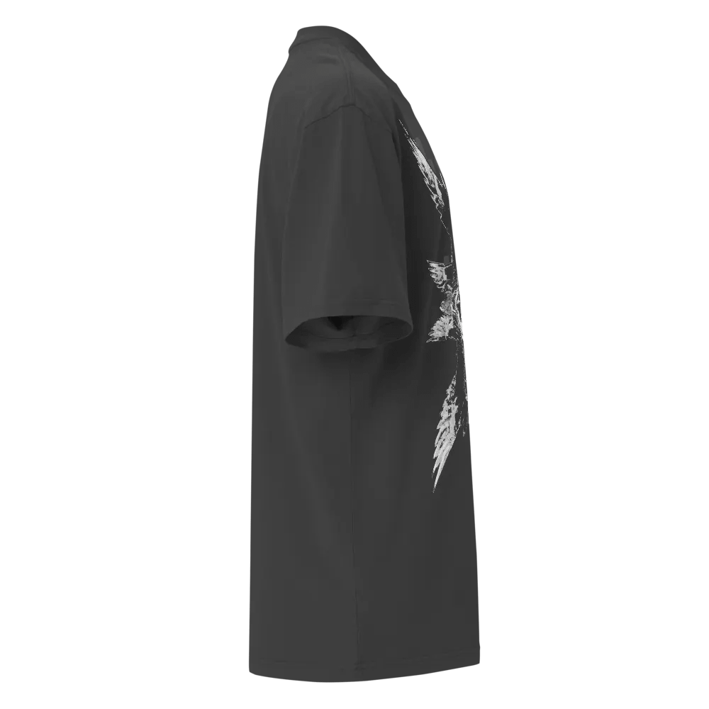 Glitched Seraphim Angel White Oversized Faded T-Shirt product image (6)