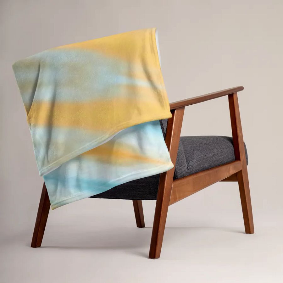Blue Orange & White Striped Feathered Slanted Pattern Throw Blanket product image (5)