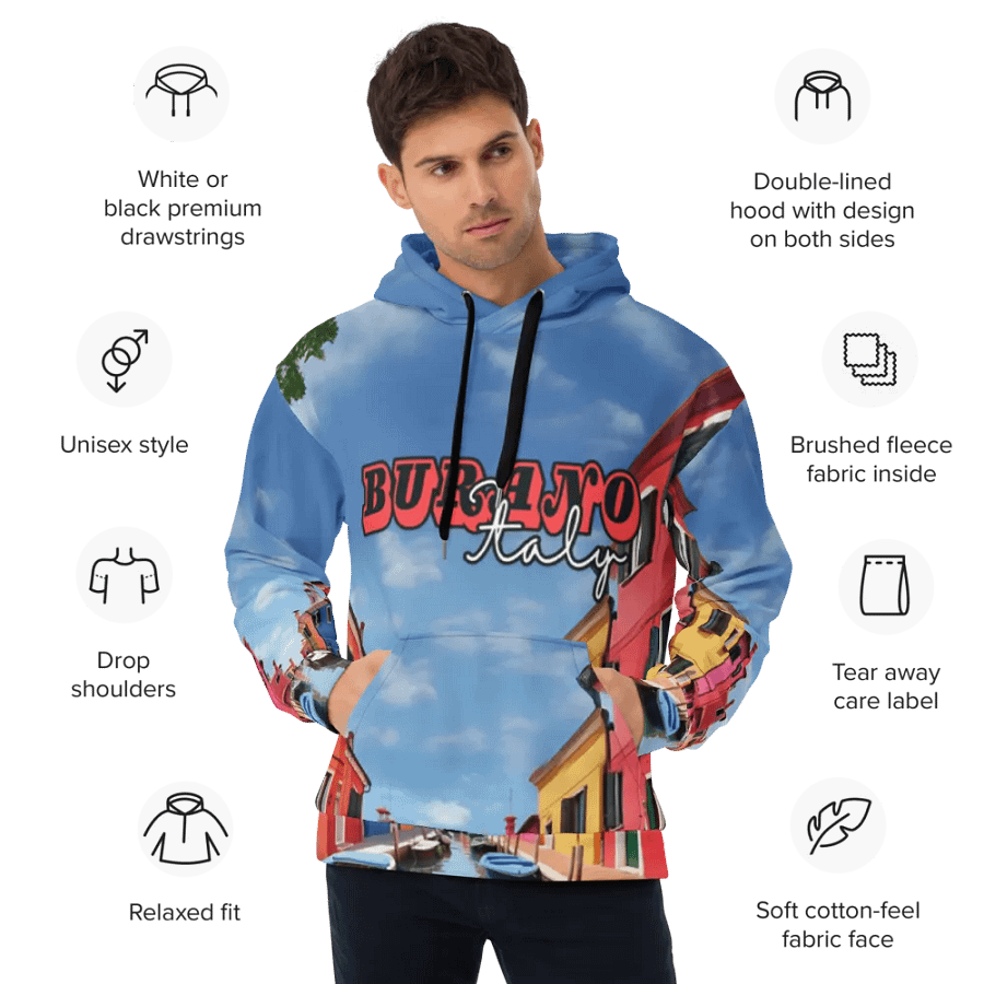 Burano Italy All Over Print Hoodie product image (9)