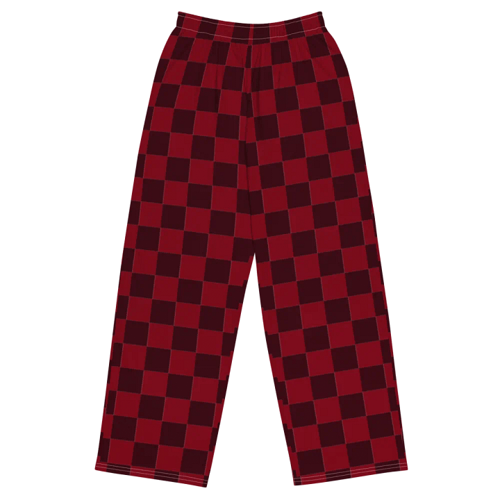 Elegant Red Checkered Pants Wide Leg Unisex 2XS - 6XL Sizes product image (2)