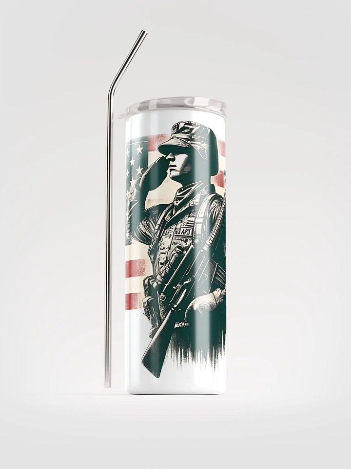 Saluting Soldier - Proud USA Patriotic Tribute Vintage Stainless Steel Tumbler product image (1)