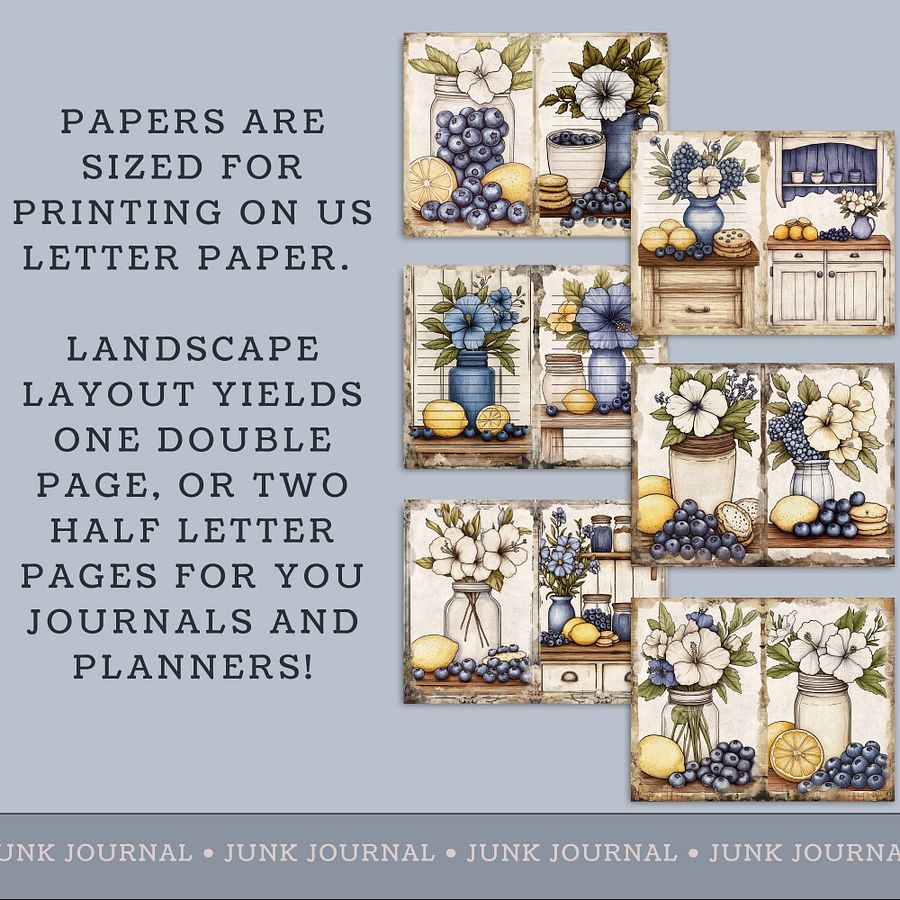 Blueberry Lemon Hibiscus - Printable Journal Pages V9 product image (3)