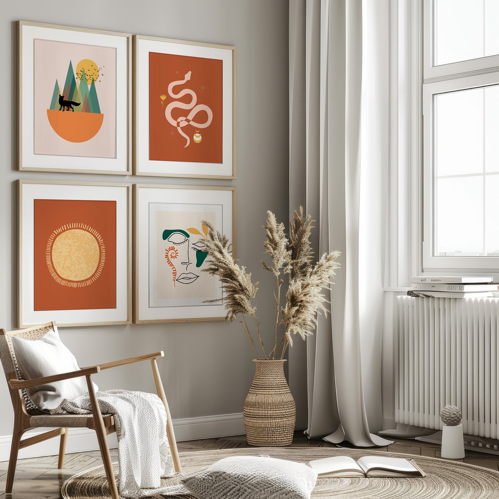 Girl with Birds BOHO Gallery Wall Set of 8 DIGITAL Prints product image (4)