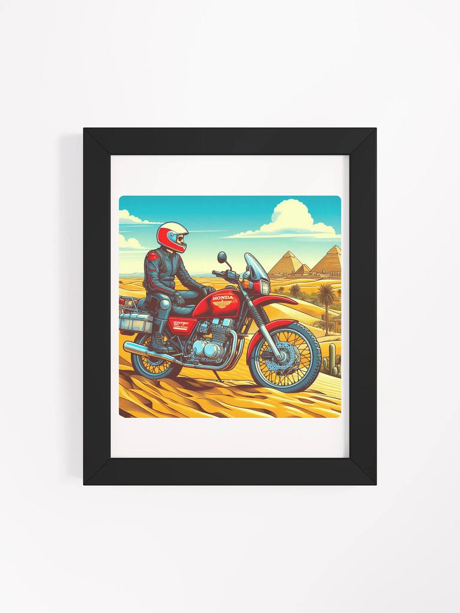 Desert Rider Retro Poster | biker enjoying the atmosphere in cairo egypt by AI product image (71)