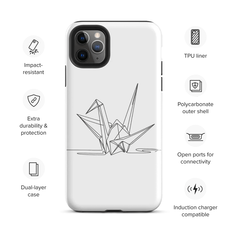 Origami Crane Line Art Design Tough iPhone Case product image (35)