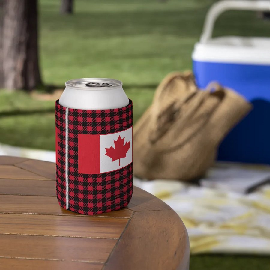 Canadian Flag Plaid Can Coozie product image (7)