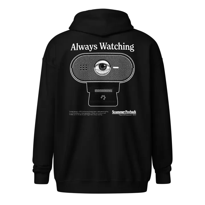 Scammer Payback "Always Watching" Zip-Up Hoodie product image (2)