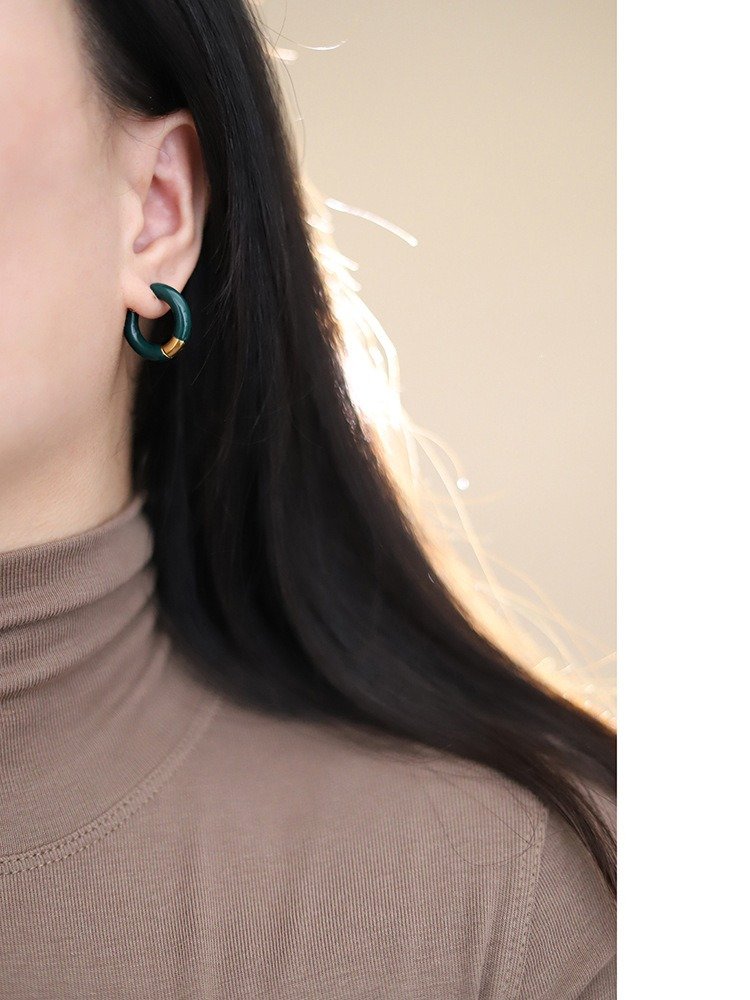 Colorful Enamel Hoop Earrings | Gold Tone product image (11)