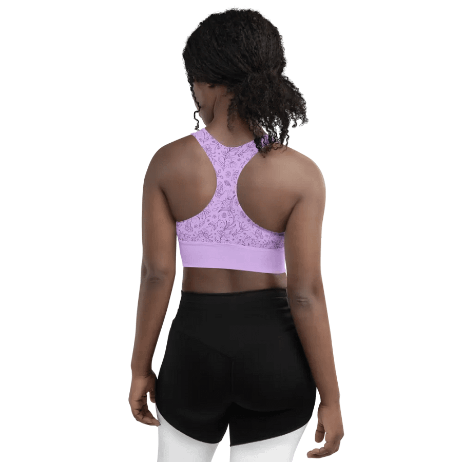 Light Purple Lilac Floral Women's Sports Bra product image (4)