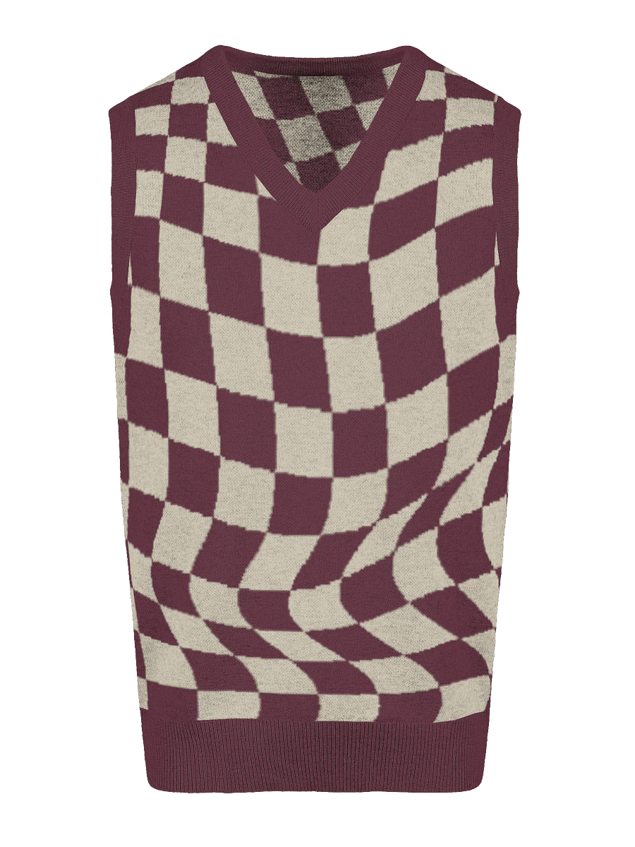 Burgundy Tiger Stripe V-Neck Vest product image (3)