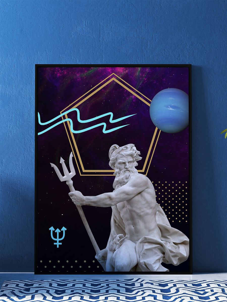Vaporwave poster: Synthwave Gods and Planets - Neptune (gr. Poseidon) [synthwave/vaporwave/retrowave/cyberpunk] — aesthetic neon poster product image (1)