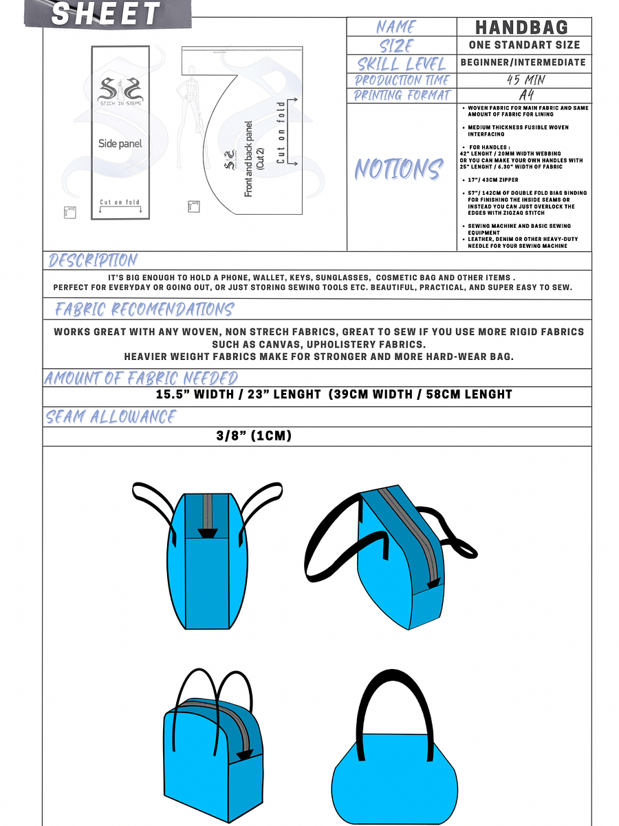 Simple and Chic Handbag - Sewing Pattern product image (2)