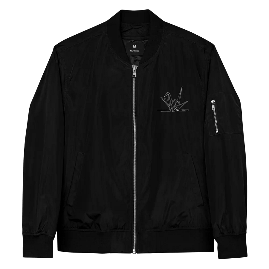 Zen Origami Crane Line Art Bomber Jacket product image (3)