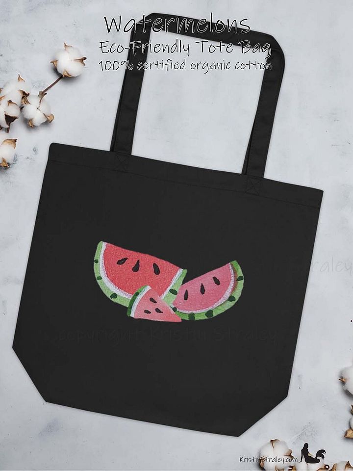 Juicy Watercolor Watermelons Eco Cotton Reusable Tote Bag product image (2)
