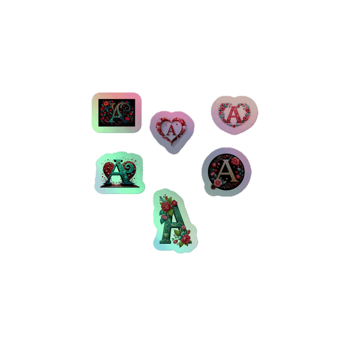 All A's Valentine’s Monogram Holo Sticker Pack product image (1)