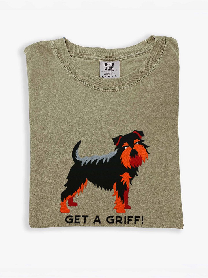 Get a Griff T-Shirt(Embroidered) of a Brussels Griffon(Black & Tan) product image (1)
