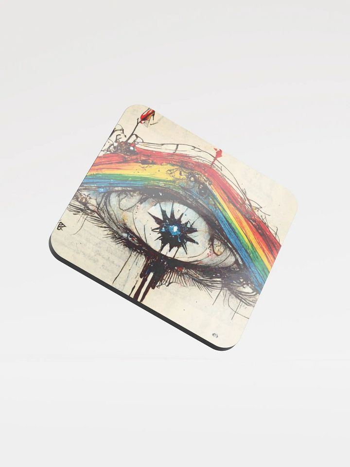 Rainbow Eye Glossed Cork Coaster product image (1)