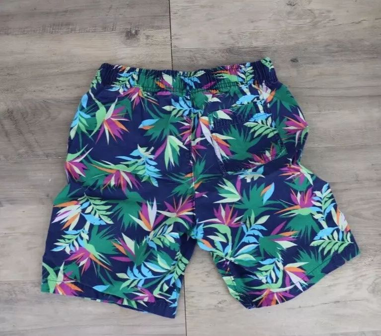 Lands End Boys Youth Size Large 10-12 Pull On Shorts Floral Hawaiian Navy Blue product image (4)