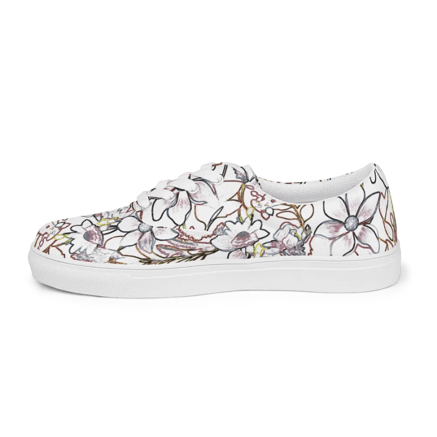 Line art White and Brown Floral/Women's Lace-Up Canvas Shoes by Allcolor product image (3)