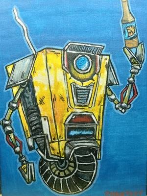 Finished my CL4P-TP Canvas Painting on Twitch 🎨 Thank you for watching! 🎨 #art #painting #borderlands4  #claptrap #borderlands 