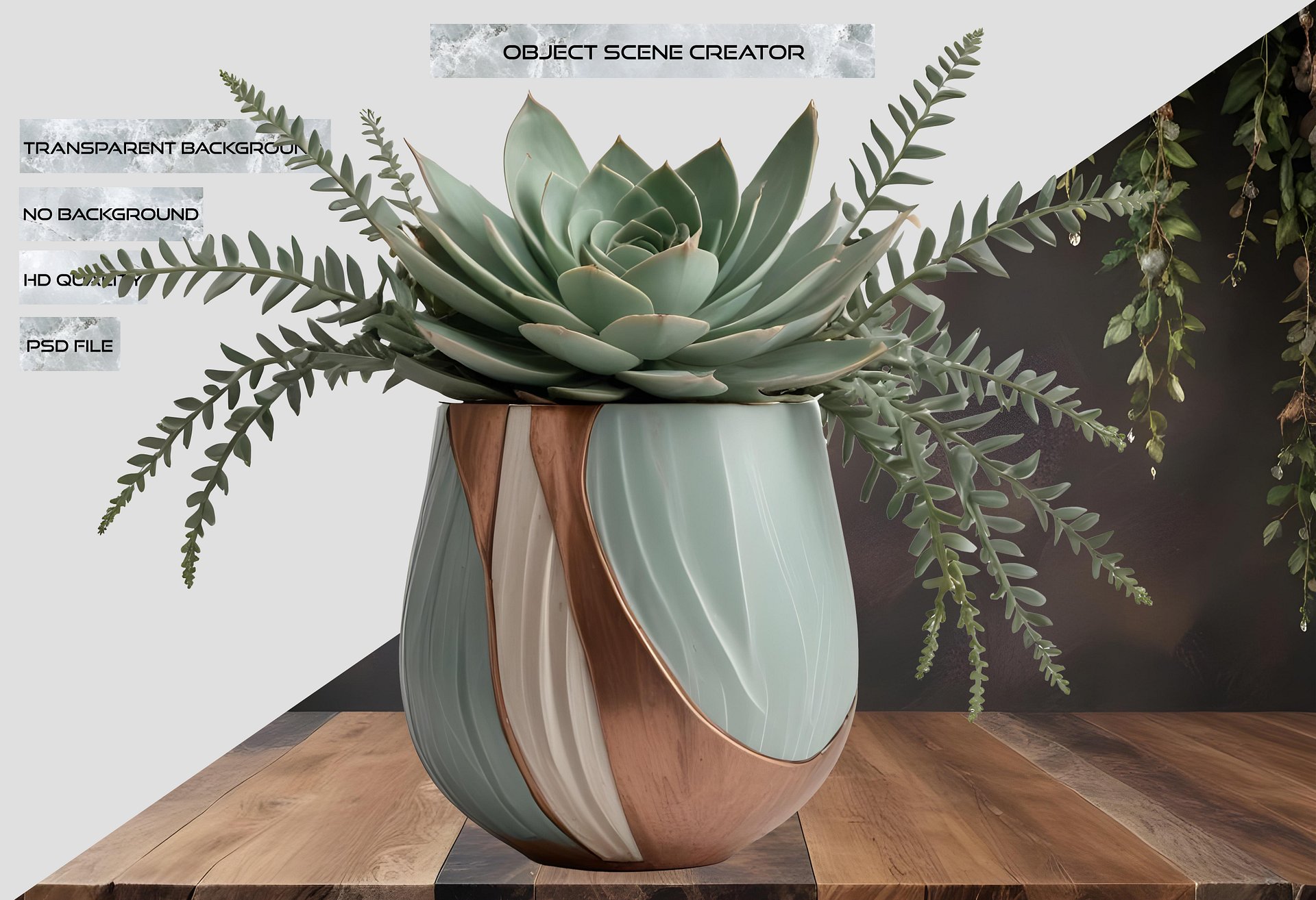 Art Deco Succulent Planter – Gatsby Grace PNG product image (2)