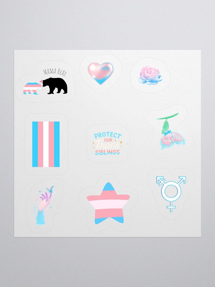 Trans Pride Sticker Pack – Set of 9 Inclusive Designs product image (1)