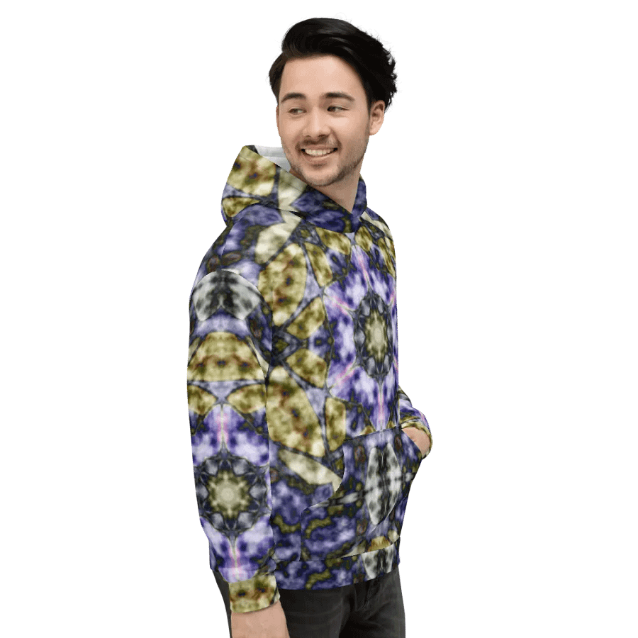 Bohemian 6 Pointed Madala Yellow and Purple/ All-Over Print Recycled Unisex Hoodie by Sublicolor product image (5)