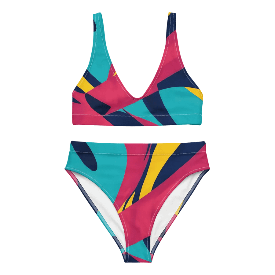 Abstract Lithographic Pattern Design High Waisted Bikini - V10 product image (2)
