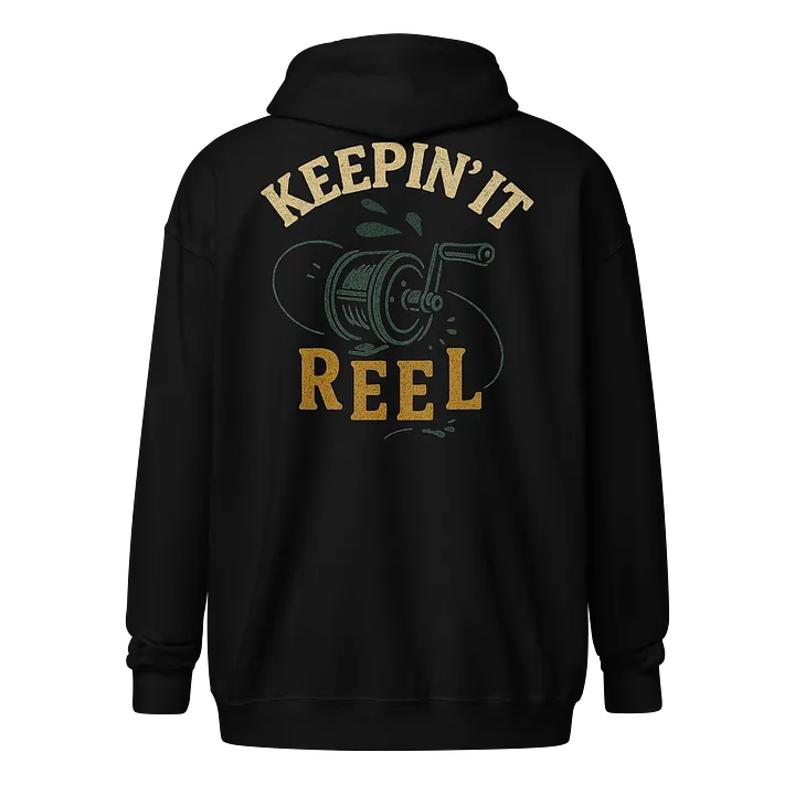 Keepin' It Reel Funny Zip Hoodie – Vintage Retro Fishing Humor product image (1)