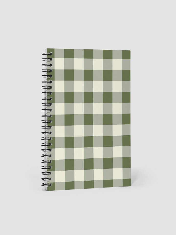 Green & Cream Gingham Boho Bullet Journal – Spiral Notebook with Dotted Pages & Creative Planner product image (1)