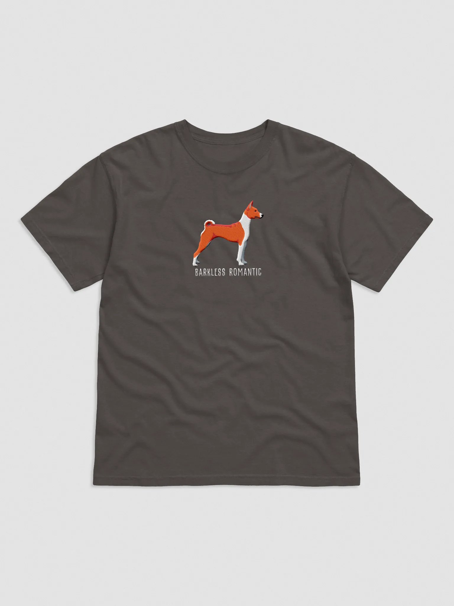 Barkless Romantic T-Shirt(Embroidered) of a Basenji product image (4)