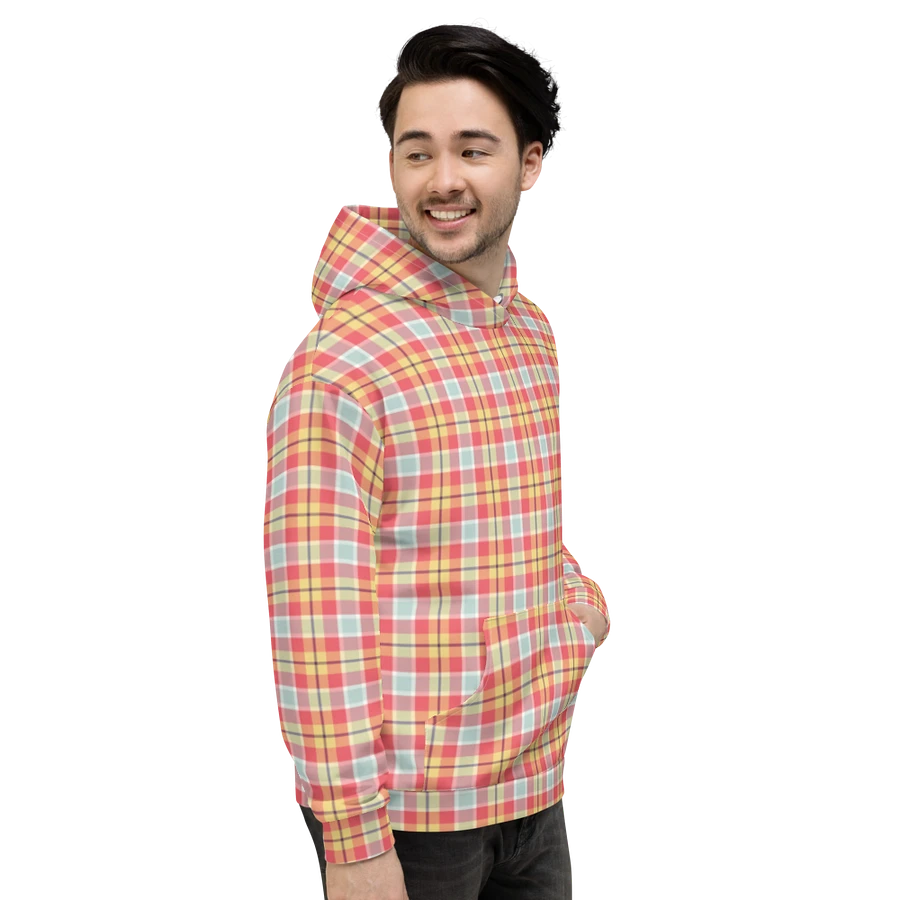 Coral Pink, Yellow, and Mint Green Plaid Hoodie product image (5)