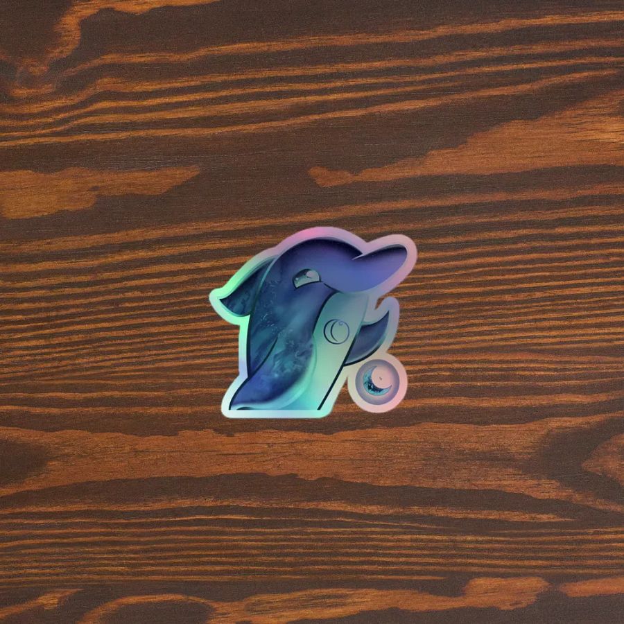 CELESTIAL MOON DOLPHIN - HOLOGRAPHIC STICKER product image (3)