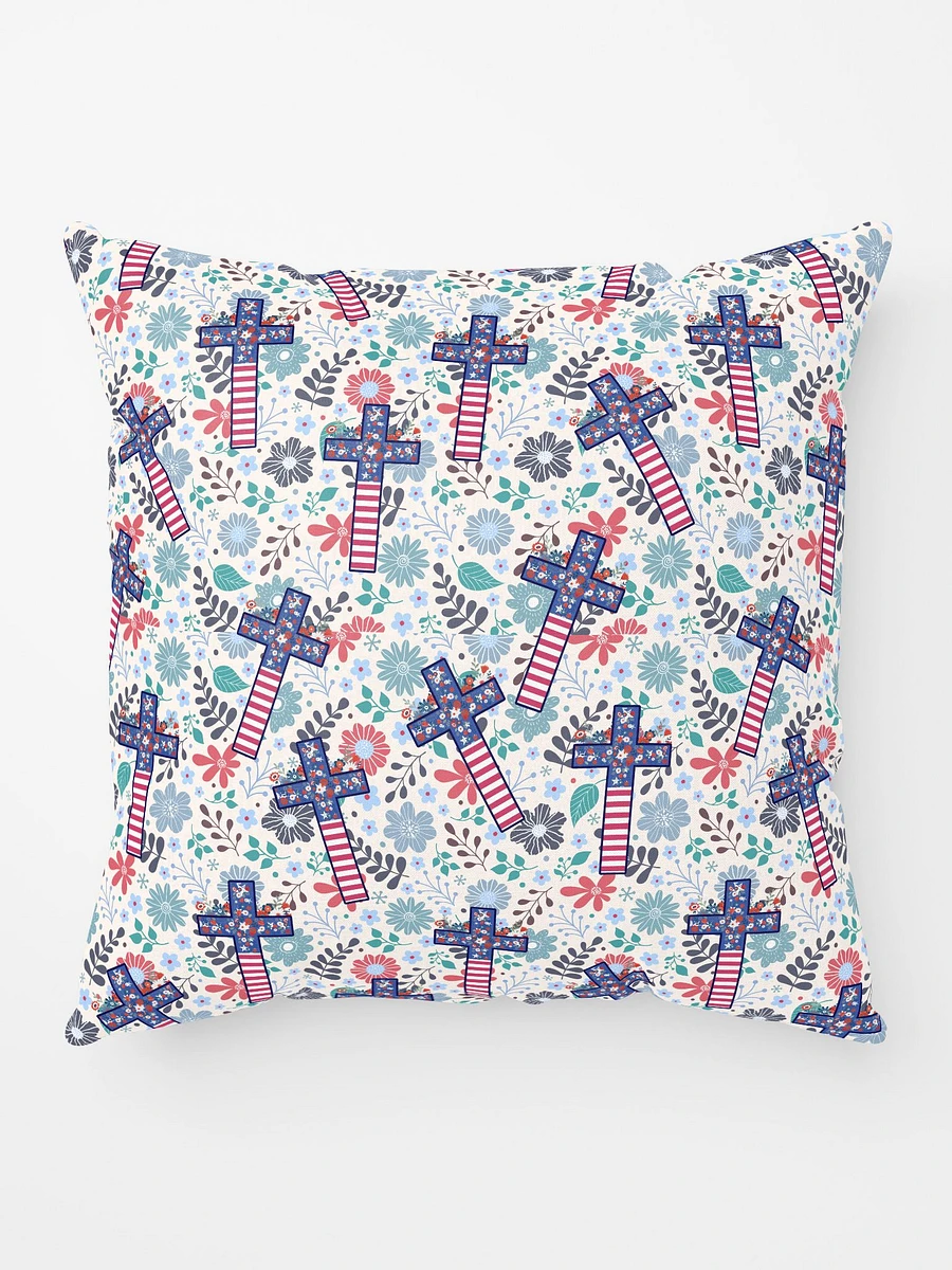 Floral Patriotic Cross Patterned Throw Pillow product image (1)