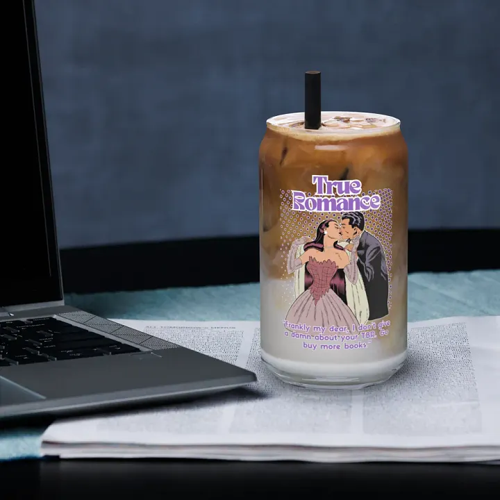 True Romance 16 oz Glass Cup with Lid & Straw product image (2)