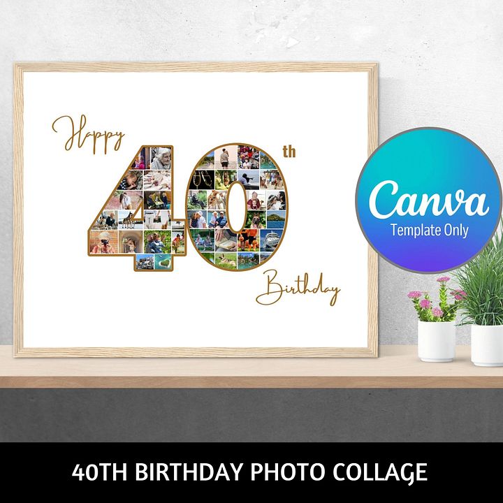 Happy 40th Birthday Photo Collage Canva Template product image (1)