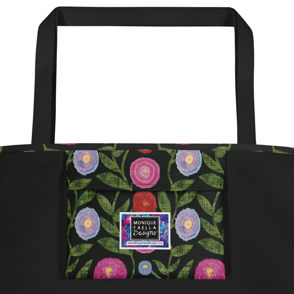 English Daisies | Cheerful Wildflower Pattern on Black | Tote Bag by Monique Faella Designs™ product image (2)