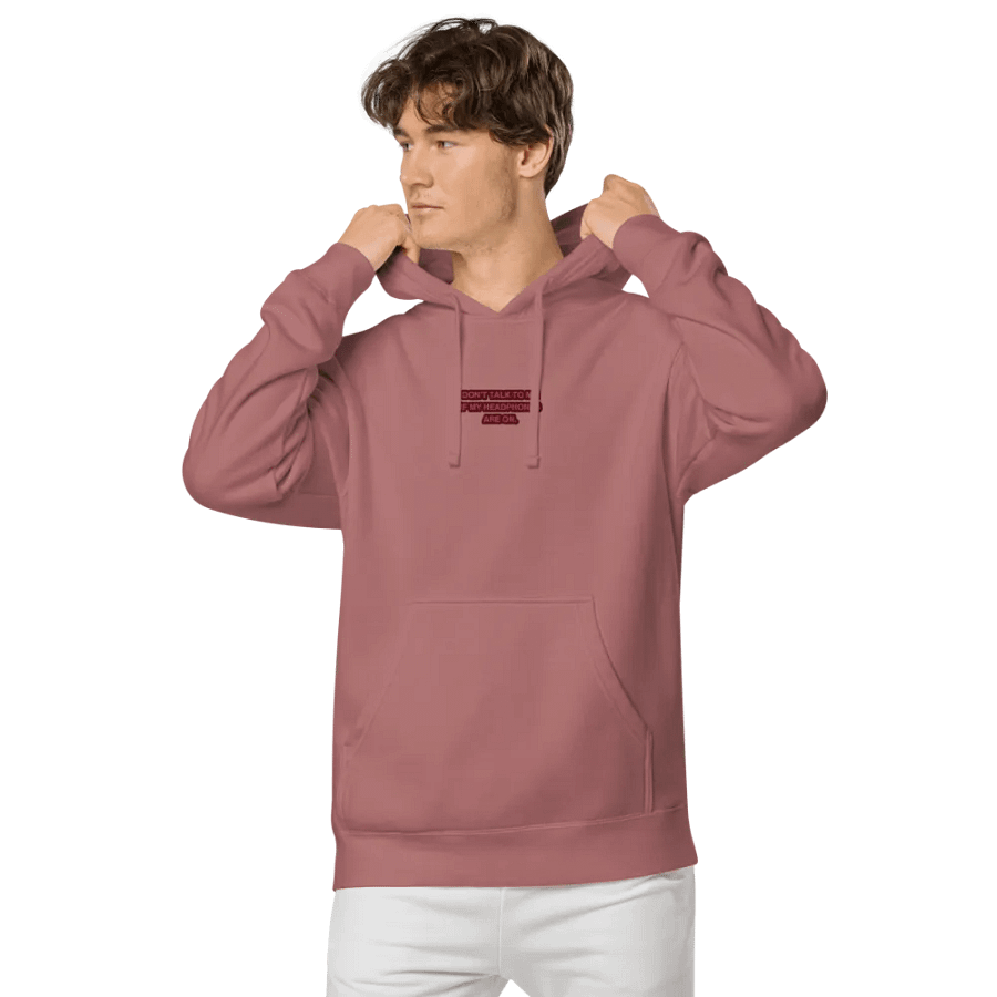 HEADPHONES ON (rose design) embroidered pigment hoodie product image (7)