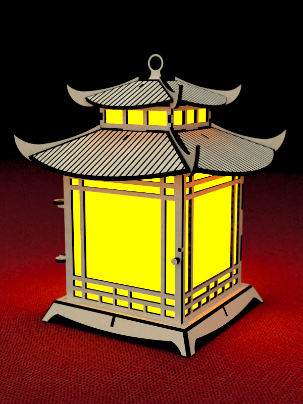 Japanese Pagoda Lantern Laser Cut File Candle Holder Night Light Decor Lamp Digital Download SVG, DXF, AI product image (1)