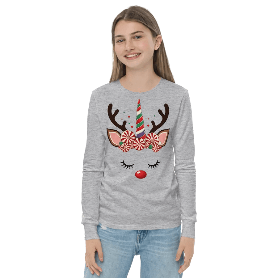 Happy Candy Reindeer Unicorn Holiday Tee product image (2)